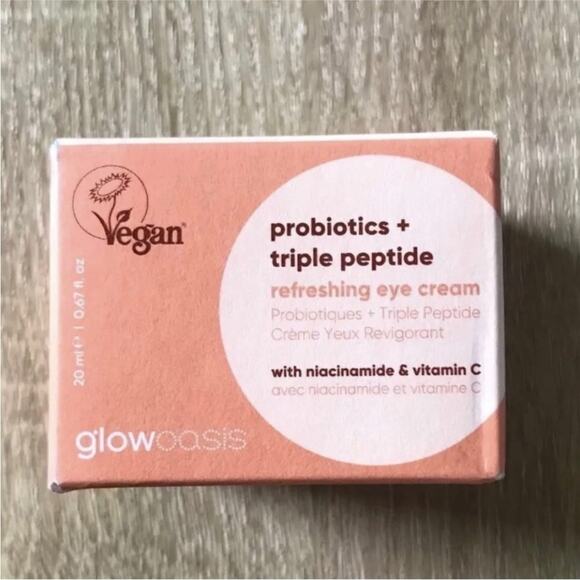 NEW eye cream glow oasis refreshing 0.67 oz probiotic triple peptide vegan 20 ml - Picture 7 of 7